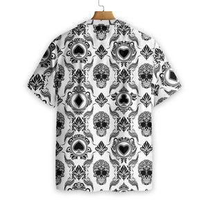 Black Casino And Black Skull Pattern Design Hawaiian Shirt, Hawaiian Shirt Gift, Christmas Gift