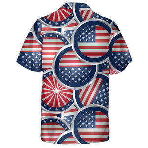 Abstract American Flag Web Buttons In Silver Materials Hawaiian Shirt, Hawaiian Shirt Gift, Christmas Gift