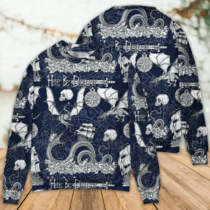 Dragon With Skull Old Ship Sea Life Ugly Christmas Sweater, Christmas Gift, Gift Christmas 2024