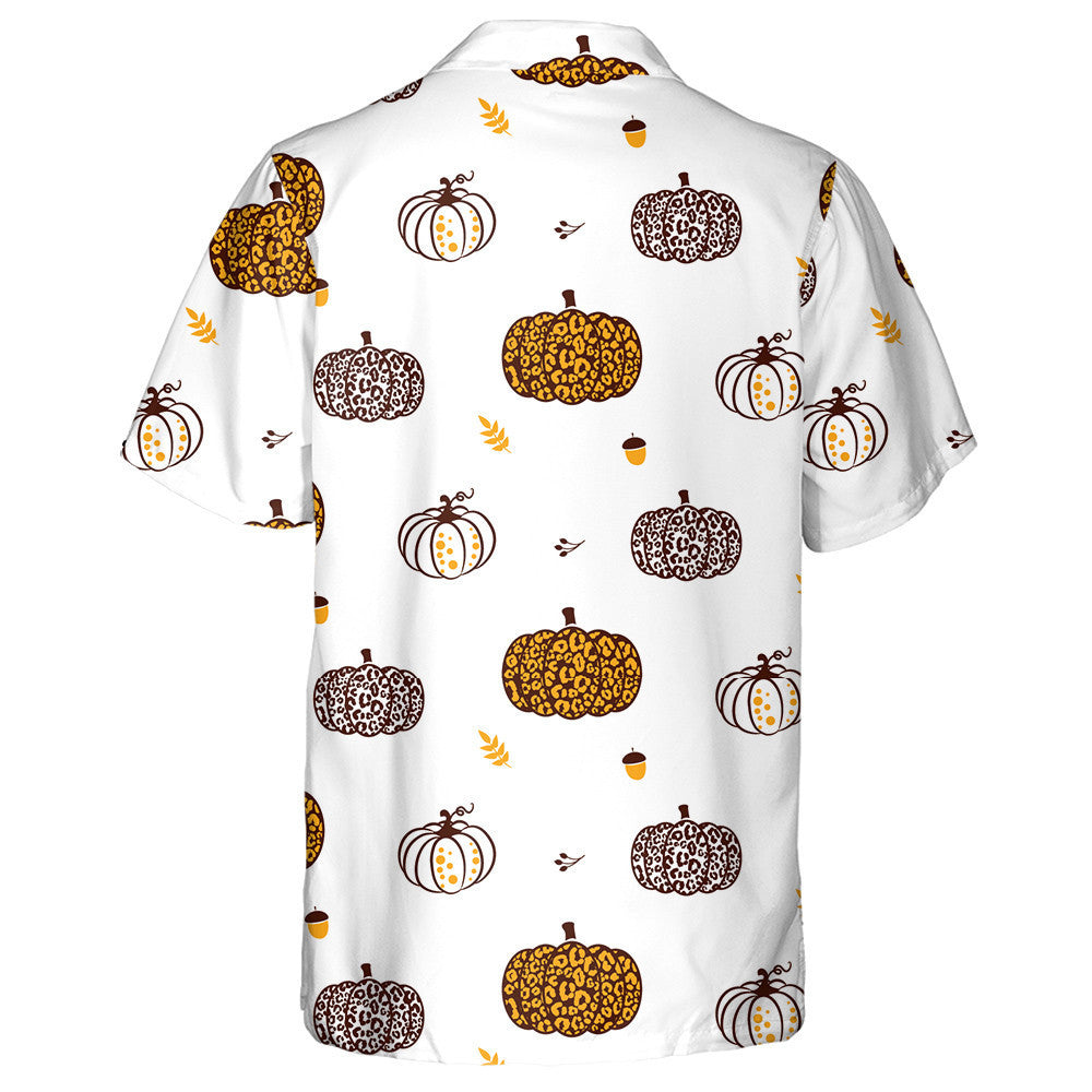 Wild Animals Leopard With Pumpkin Fall Seasonal Hawaiian Shirt, Hawaiian Shirt Gift, Christmas Gift