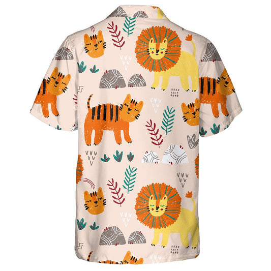 Cute Children Lion With Leaves And Mountain Hawaiian Shirt, Hawaiian Shirt Gift, Christmas Gift