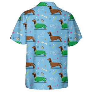 Winter Dachshund Dog Wearing Green Clothes Hawaiian Shirt,Hawaiian Shirt Gift, Christmas Gift