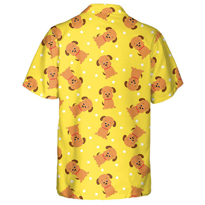 Multicolored Friendly Baby Dogs In Cartoon Background Hawaiian Shirt, Hawaiian Shirt Gift, Christmas Gift