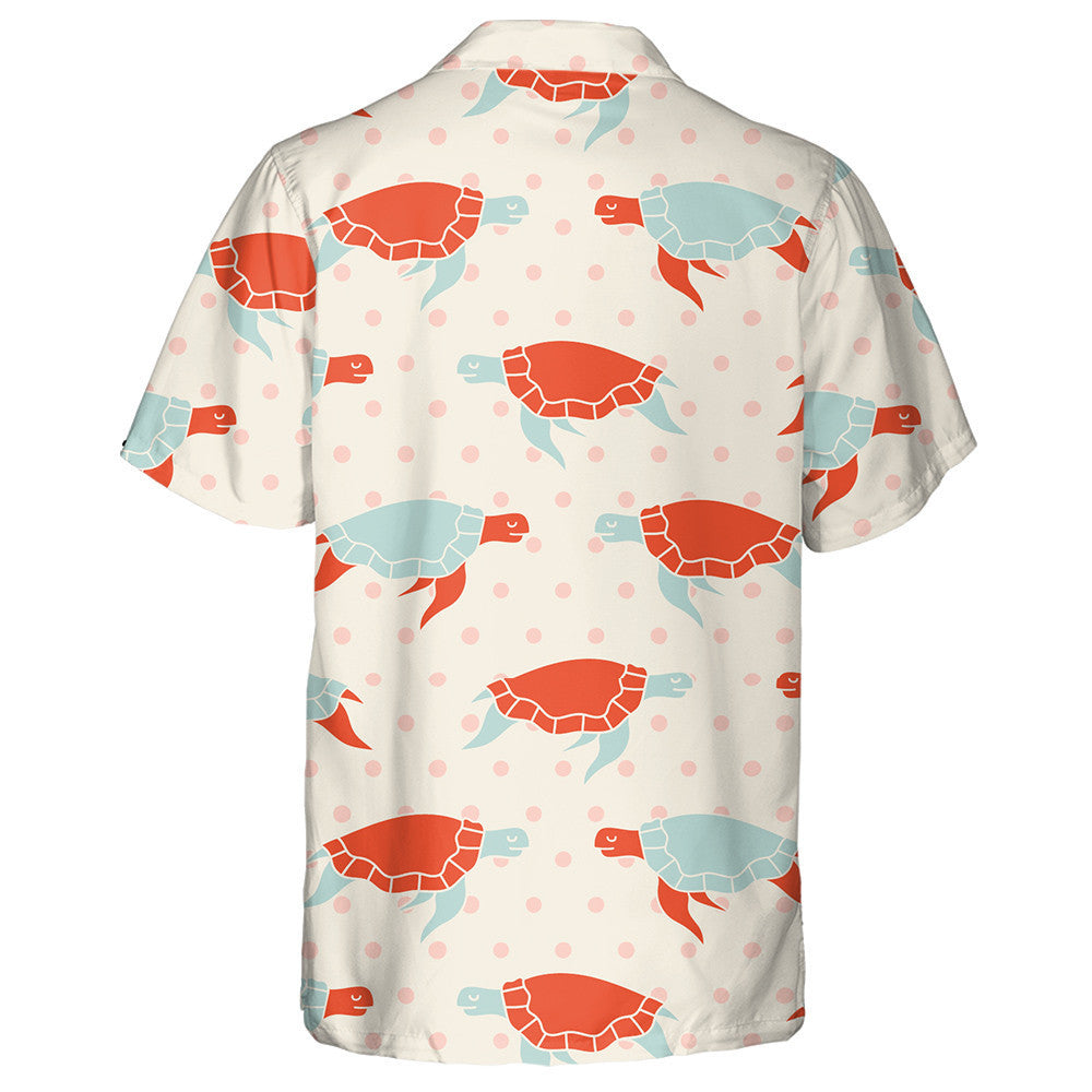 Colorful Turtles On A Polka Dot Background Hawaiian Shirt, Hawaiian Shirt Gift, Christmas Gift