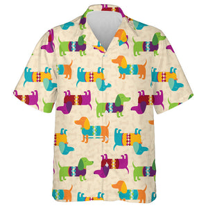 Well Dressed Fancy Colorful Dachshund Wiener Hawaiian Shirt, Hawaiian Shirt Gift, Christmas Gift