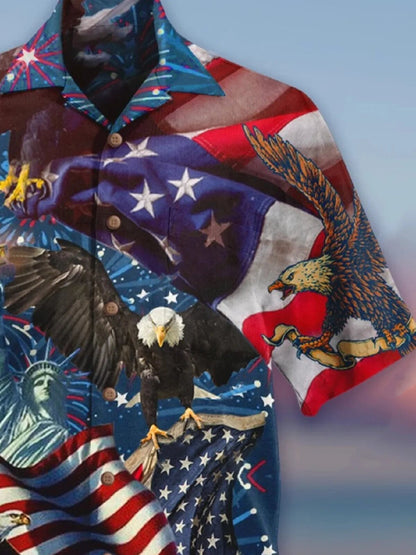 Powerful Falg USA Crazy Ornamental Hawaiian Shirt,Hawaiian Shirt Gift, Christmas Gift