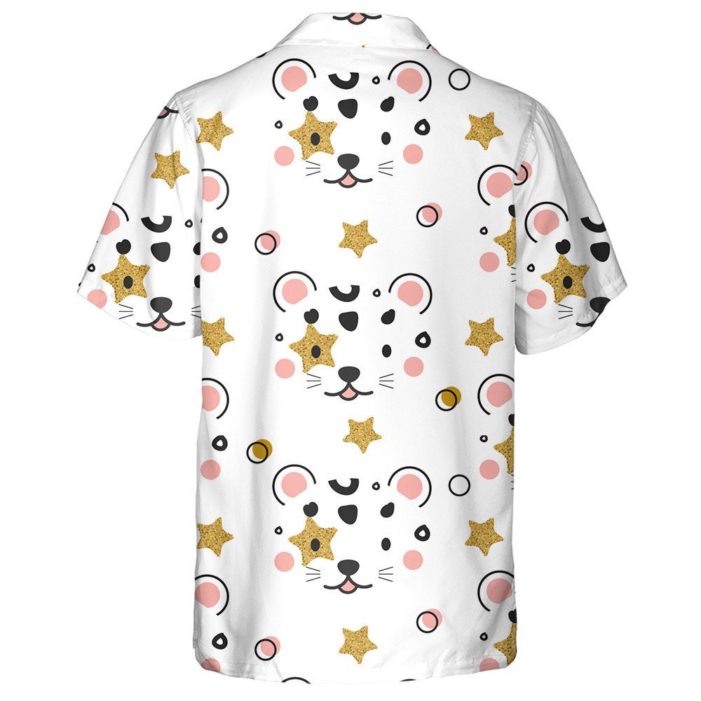 African Leopard Face And Gold Star Hawaiian Shirt, Hawaiian For Gift