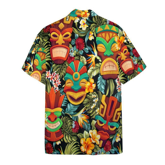 Tiki Head Funny And Angry Pattern Hawaiian Shirt,Hawaiian Shirt Gift, Christmas Gift