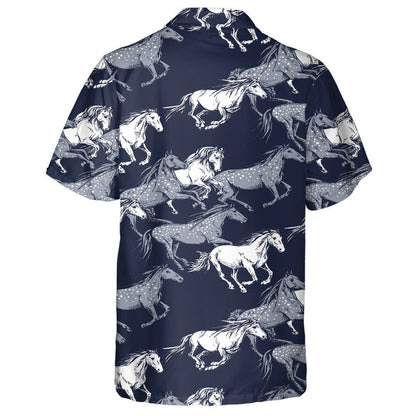 The Running Beautiful White And Gray Horses Hawaiian Shirt,Hawaiian Shirt Gift, Christmas Gift