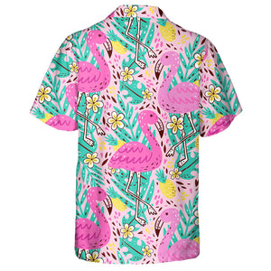 Flamingo Pineapple Tropical Flower And Monstera Hawaiian Shirt,Hawaiian Shirt Gift, Christmas Gift