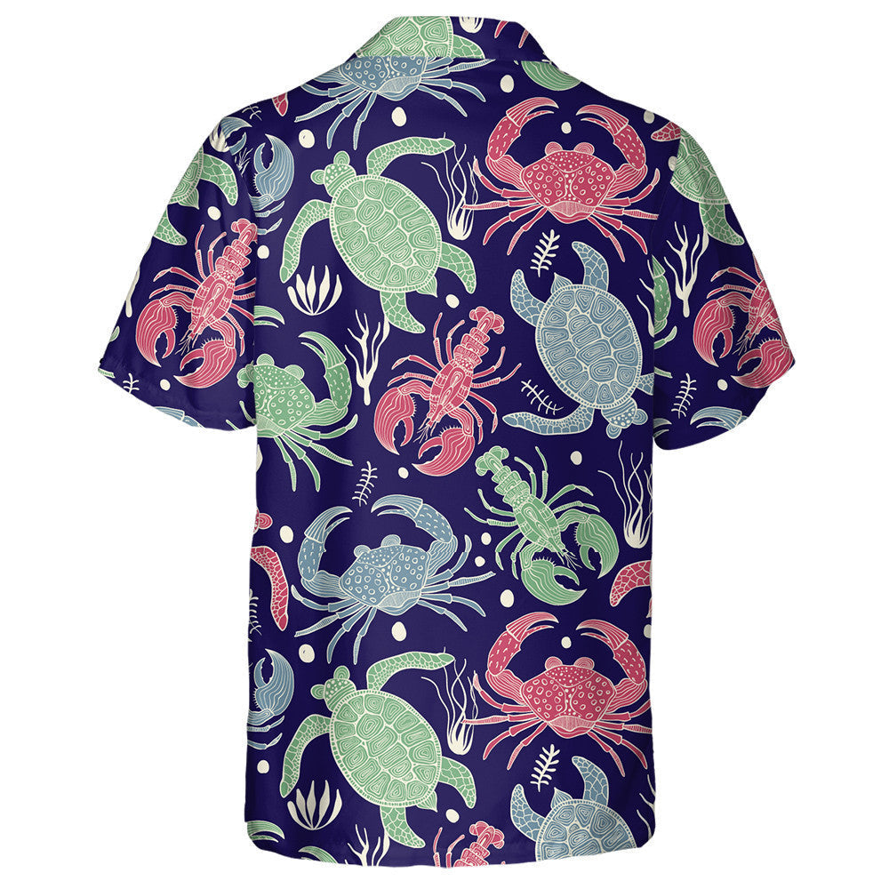 Colourful With Turtles Crabs And Lobsters Hawaiian Shirt,Hawaiian Shirt Gift, Christmas Gift