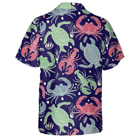 Colourful With Turtles Crabs And Lobsters Hawaiian Shirt,Hawaiian Shirt Gift, Christmas Gift