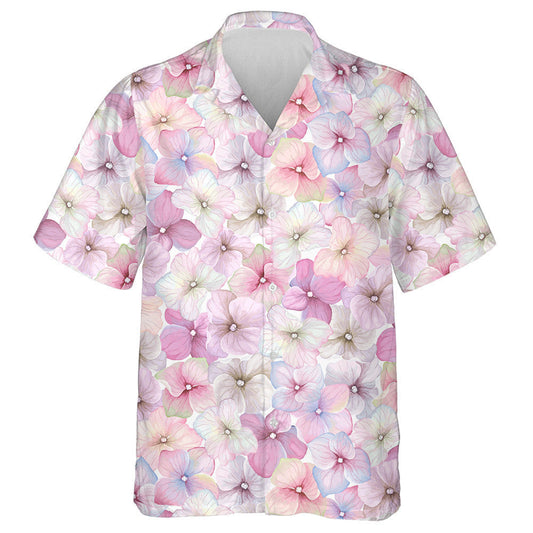 Inflorescence Hydrangea Randomly Arranged Watercolor Flower Pattern Hawaiian Shirt, Hawaiian Shirt Gift, Christmas Gift