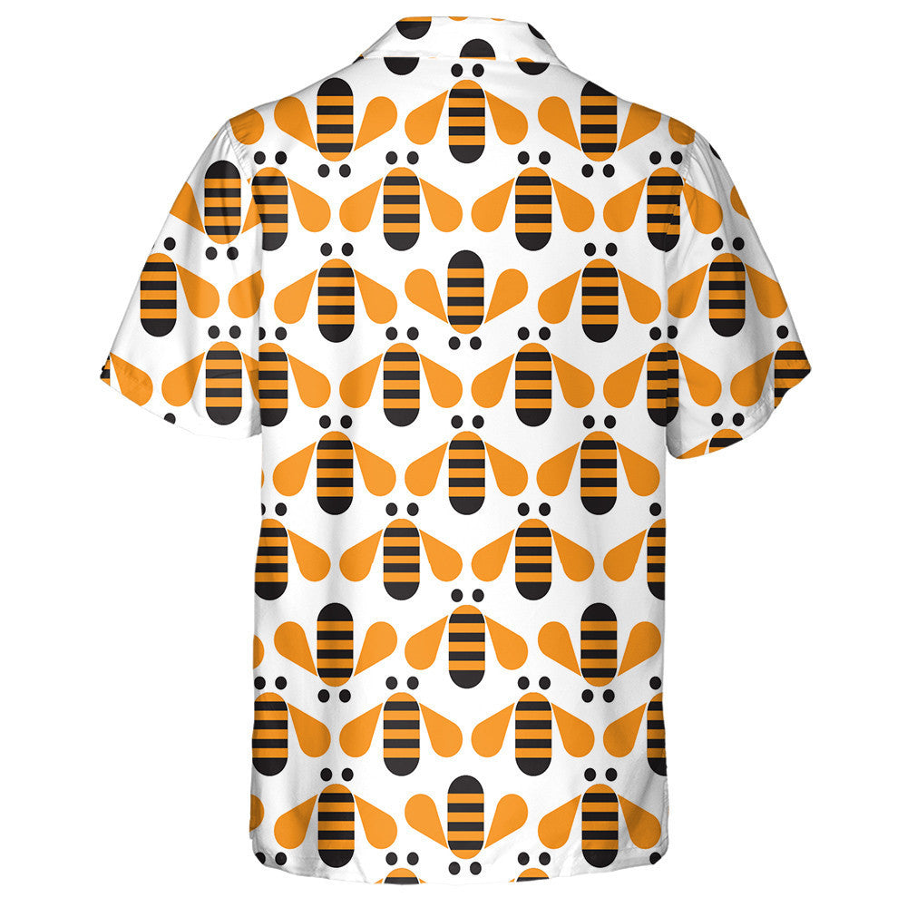 Natural Summer Orange Bees On White Hawaiian Shirt,Hawaiian Shirt Gift, Christmas Gift