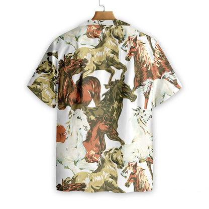 Wild And Free Horses Painting Design Hawaiian Shirt, Hwaiian For Gift
