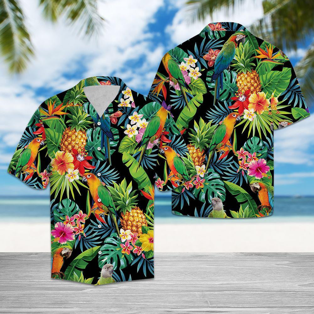 Parrot Bird Species Pineapple Design Hawaiian Shirt,Hawaiian Shirt Gift, Christmas Gift
