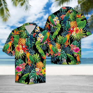 Parrot Bird Species Pineapple Design Hawaiian Shirt,Hawaiian Shirt Gift, Christmas Gift