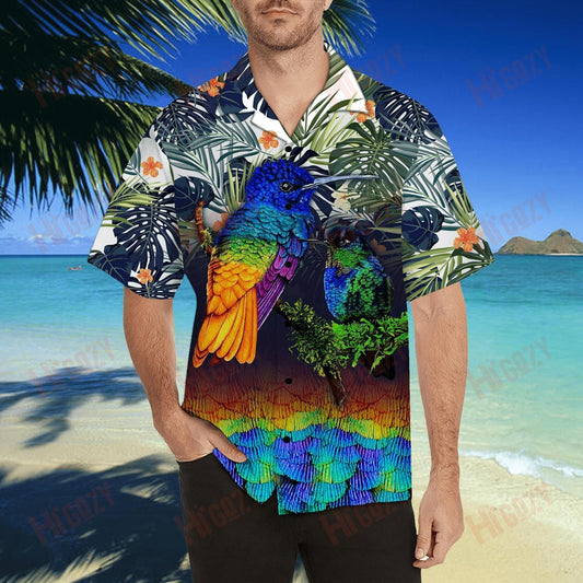 Léine Gearr Muinchille iontach Hummingbird Léinte Aloha Samhraidh Léinte Haváise Saincheaptha Léinte Greannmhar Haváís, Bronntanas Léine Haváís, Bronntanas Nollag