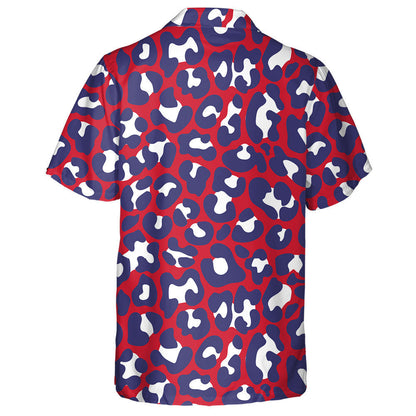 USA Colors Patriotic Leopard Skin Pattern Hawaiian Shirt, Hwaiian For Gift