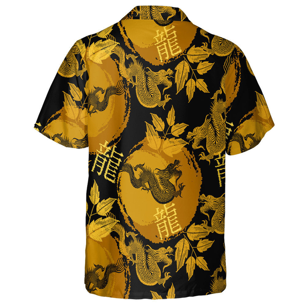 Golden Asian Flying Dragons And Sun Hawaiian Shirt,Hawaiian Shirt Gift, Christmas Gift