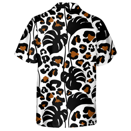 Tropical Leaves And Cartoon Leopard Camouflage Spots Hawaiian Shirt, Hawaiian Shirt Gift, Christmas Gift