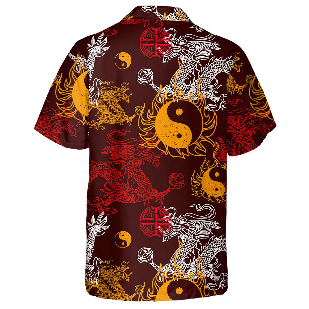 Dragon With Yin Yang And Blessing Symbol Hawaiian Shirt, Hawaiian Shirt Gift, Christmas Gift