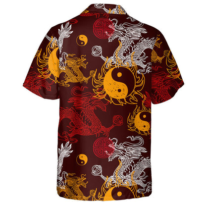 Dragon With Yin Yang And Blessing Symbol Hawaiian Shirt, Hawaiian Shirt Gift, Christmas Gift