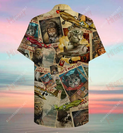 Píolótach iontach Cat Unisex Léine Gearr Muinchille Laethanta Saoire Aloha Shirt Léinte Haváís is Fearr Patrún Léine Haváís, Bronntanas Nollag