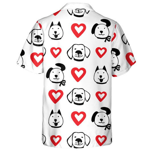 Dúigh Croí Láimhe Tarraingthe Agus Aghaidheanna Greannmhar Madraí Léine Haváí, Bronntanas Léine Haváíais, Bronntanas Nollag