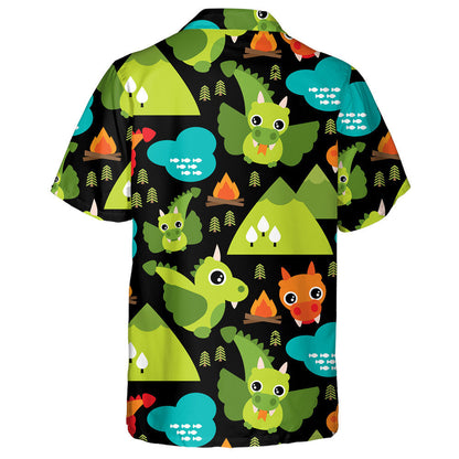 Kids Dragon Fly Mountain Illustration Background Hawaiian Shirt, Hawaiian Shirt Gift, Christmas Gift