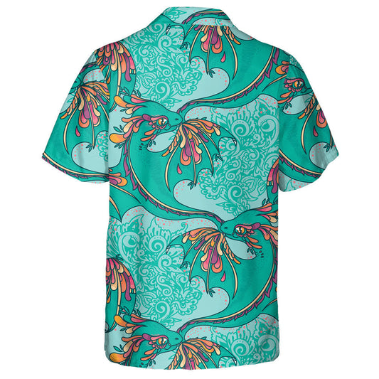 Cute Colorful Green Dragons Vintage Style Hawaiian Shirt, Hawaiian Shirt Gift, Christmas Gift
