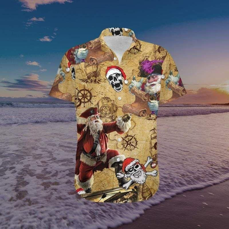 Cool Pirate On Christmas Design Hawaiian Shirt,Hawaiian Shirt Gift, Christmas Gift