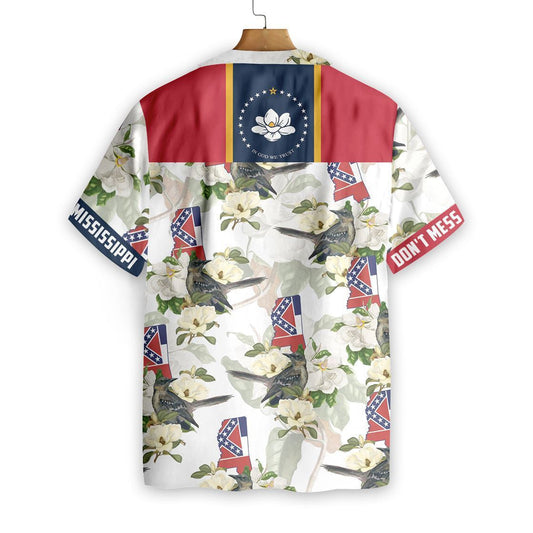 Mississippi Mockingbird And Magnolia Nice Design Hawaiian Shirt,Hawaiian Shirt Gift, Christmas Gift