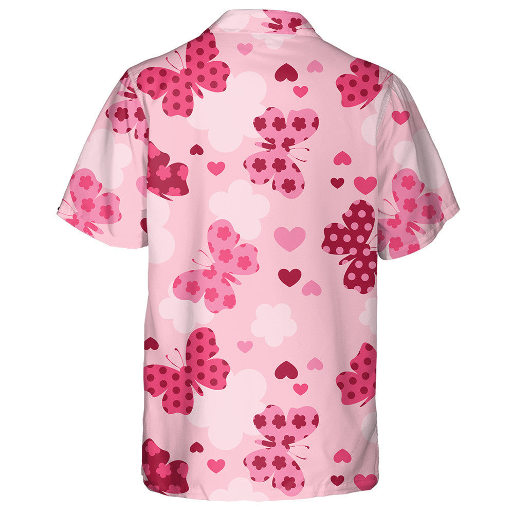 Theme Love With Cute Butterflies And Hearts Hawaiian Shirt, Hawaiian Shirt Gift, Christmas Gift