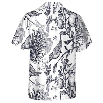 Bird With Chrysanthemum And Pomegranate Brach Hawaiian Shirt, Hawaiian For Gift