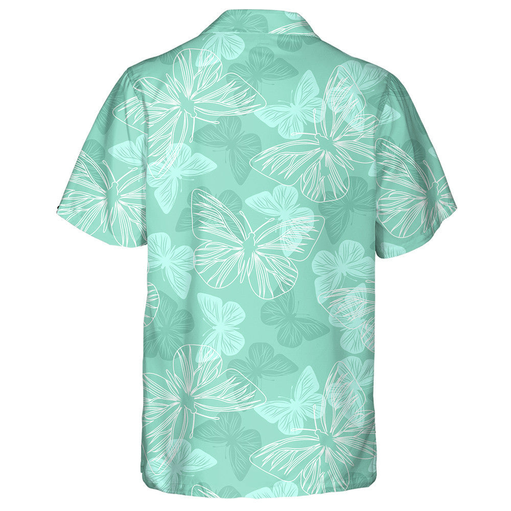 Beautiful White And Green Butterflies On Green Hawaiian Shirt, Hawaiian Shirt Gift, Christmas Gift