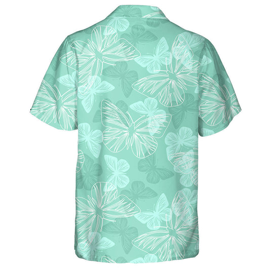 Beautiful White And Green Butterflies On Green Hawaiian Shirt, Hawaiian Shirt Gift, Christmas Gift