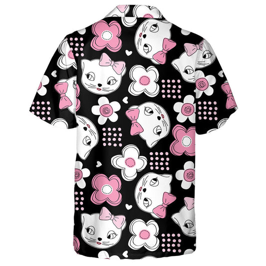 Lady White Cat And Flowers Lovely Style Hawaiian Shirt, Hawaiian Shirt Gift, Christmas Gift