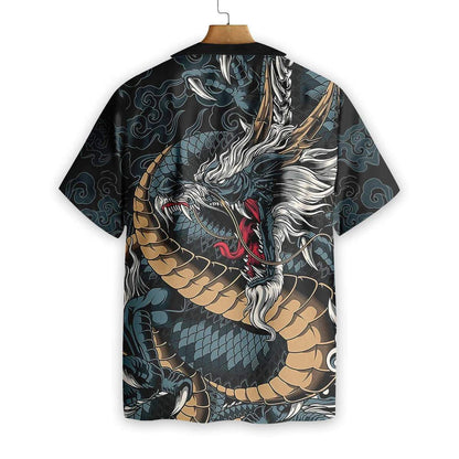 Kanagawa Dragon Awesome Background Design Hawaiian Shirt, Hawaiian For Gift