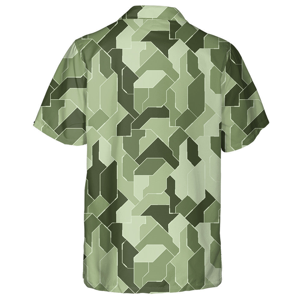 Modern Geometric Green Camouflage Pattern Hawaiian Shirt,Hawaiian Shirt Gift, Christmas Gift