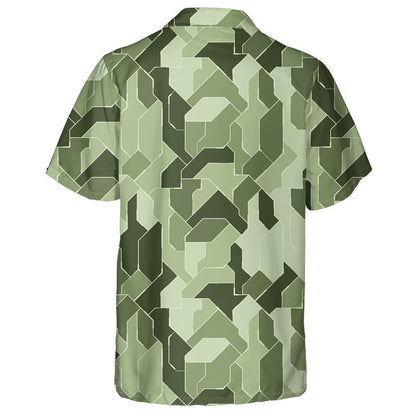 Modern Geometric Green Camouflage Pattern Hawaiian Shirt,Hawaiian Shirt Gift, Christmas Gift