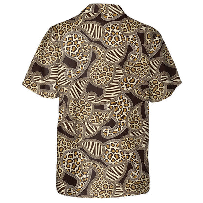 Paisley Style With Animal Leopard Skin Background Hawaiian Shirt, Hawaiian Shirt Gift, Christmas Gift