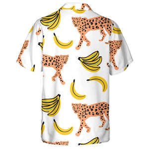 Wild Animals Leopard Yellow Banana On The White Background Hawaiian Shirt, Hawaiian Shirt Gift, Christmas Gift