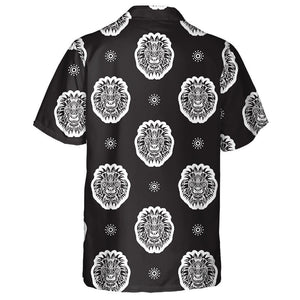 Angry Lion Face On Black Background Hawaiian Shirt, Hawaiian For Gift