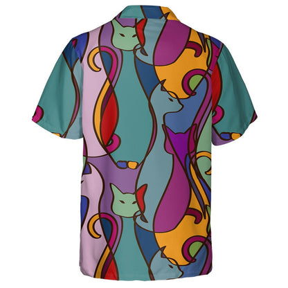 Tribal Style Geometric Colorful African Cats Hawaiian Shirt, Hawaiian Shirt Gift, Christmas Gift