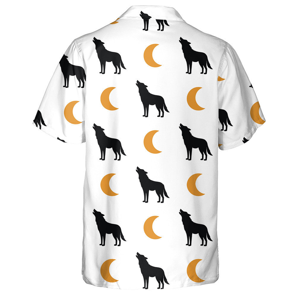 Simple Background With A Wolf And Moon Hawaiian Shirt,Hawaiian Shirt Gift, Christmas Gift