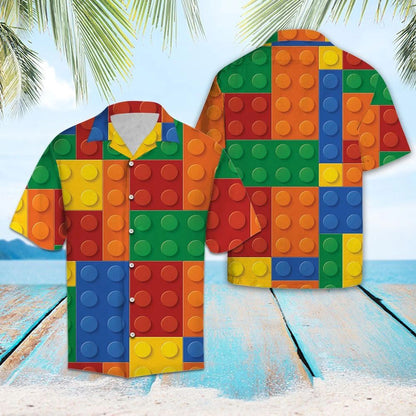 Colorful Block Lego Background Hawaiian Shirt, Hawaiian For Gift