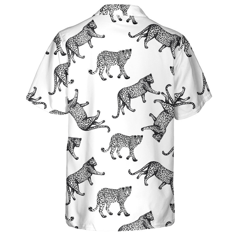 Sketch Style Leopards Isolated On White Background Hawaiian Shirt, Hawaiian Shirt Gift, Christmas Gift
