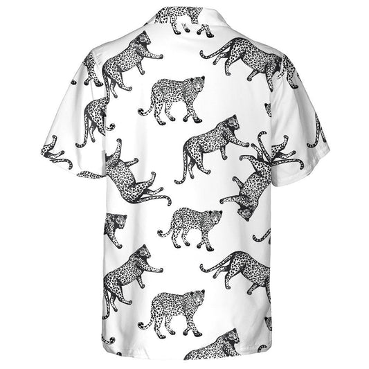 Sketch Style Leopards Isolated On White Background Hawaiian Shirt, Hawaiian Shirt Gift, Christmas Gift