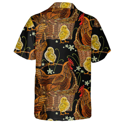 Embroidery Hen And Chickens In Aa Basket Hawaiian Shirt, Hawaiian Shirt Gift, Christmas Gift